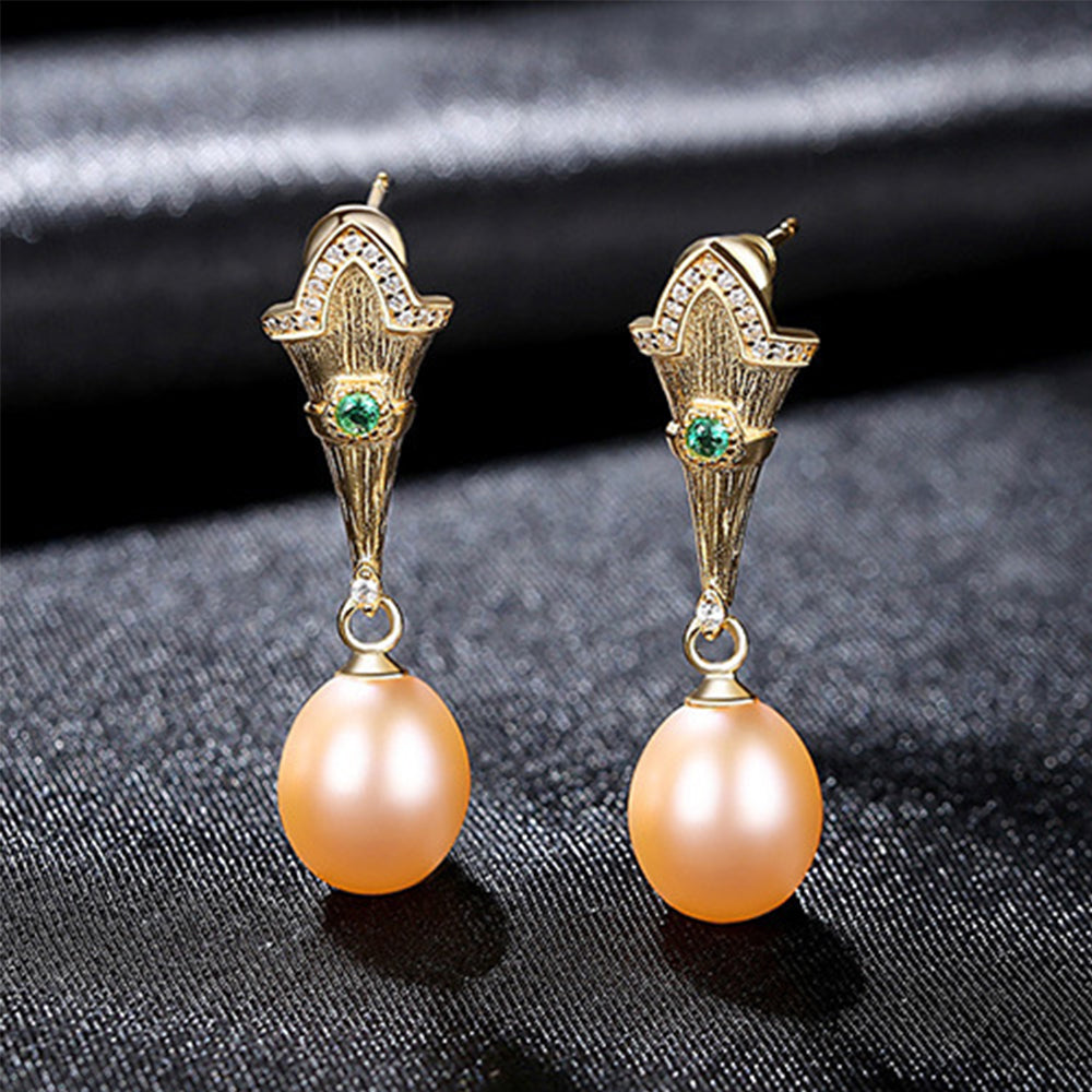 925 Sterling Silver Natural Pearl Drop Earrings Fashion Jewelry Gift for Women Girls