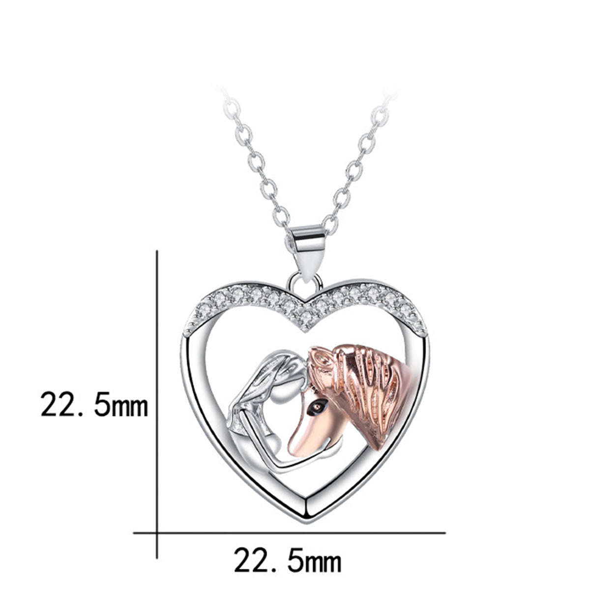 Copper With Silver/Rosgold Plated Heart Pendant Necklace