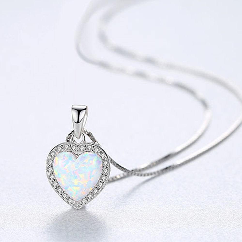 925 Sterling Silver Heart Necklace Fashion Jewelry Gift for Women Girls