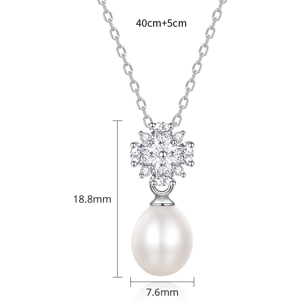 925 Sterling Silver Natural Pearl Drop Necklace Fashion Jewelry Gift for Women Girls