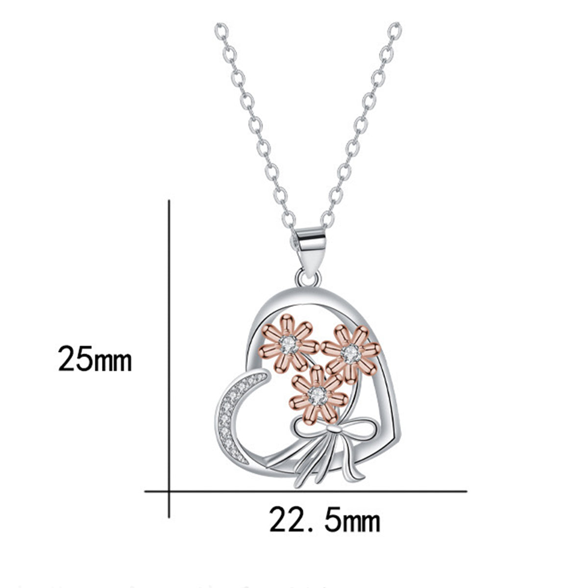 Copper With Silver/Rosegold Plated Heart Pendant Necklace