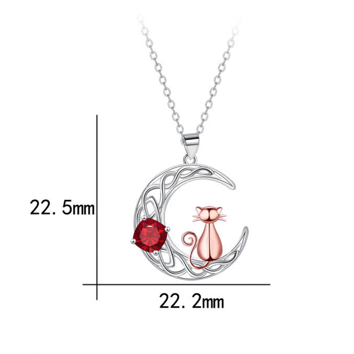 Copper With Silver/Rosegold Plated Moon Pendant Necklace