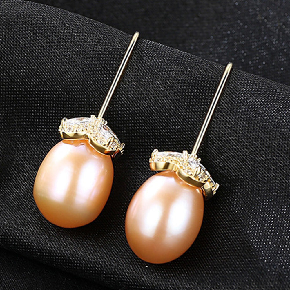 Pendientes colgantes de perla natural de plata de ley 925, joyería de moda, regalo para mujeres y niñas.