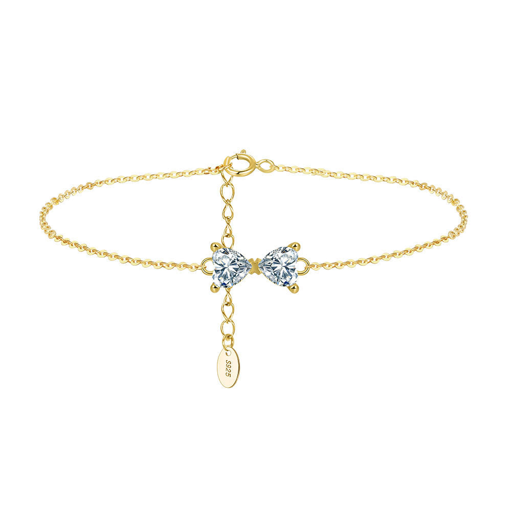 925 Sterling Silver Heart Zircon Bracelet