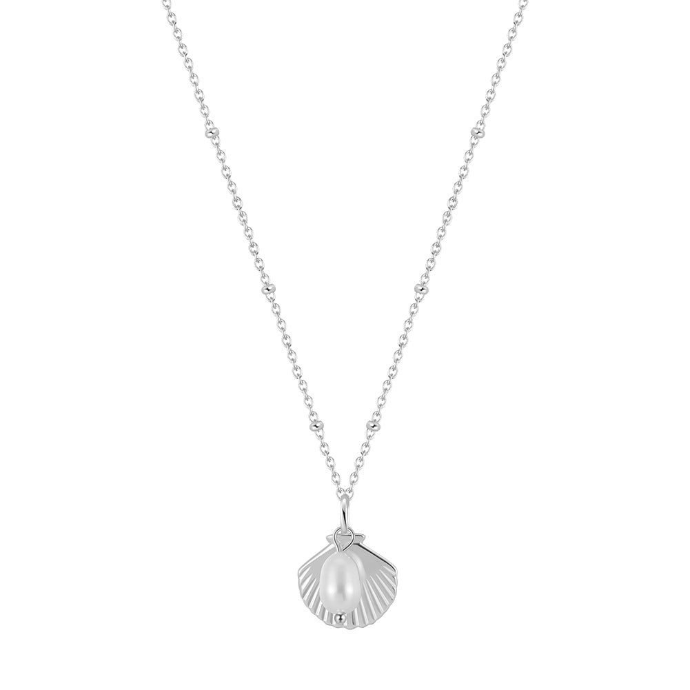 925 Sterling Silver Natural Pearl Necklace Fashion Jewelry Gift for Women Girls