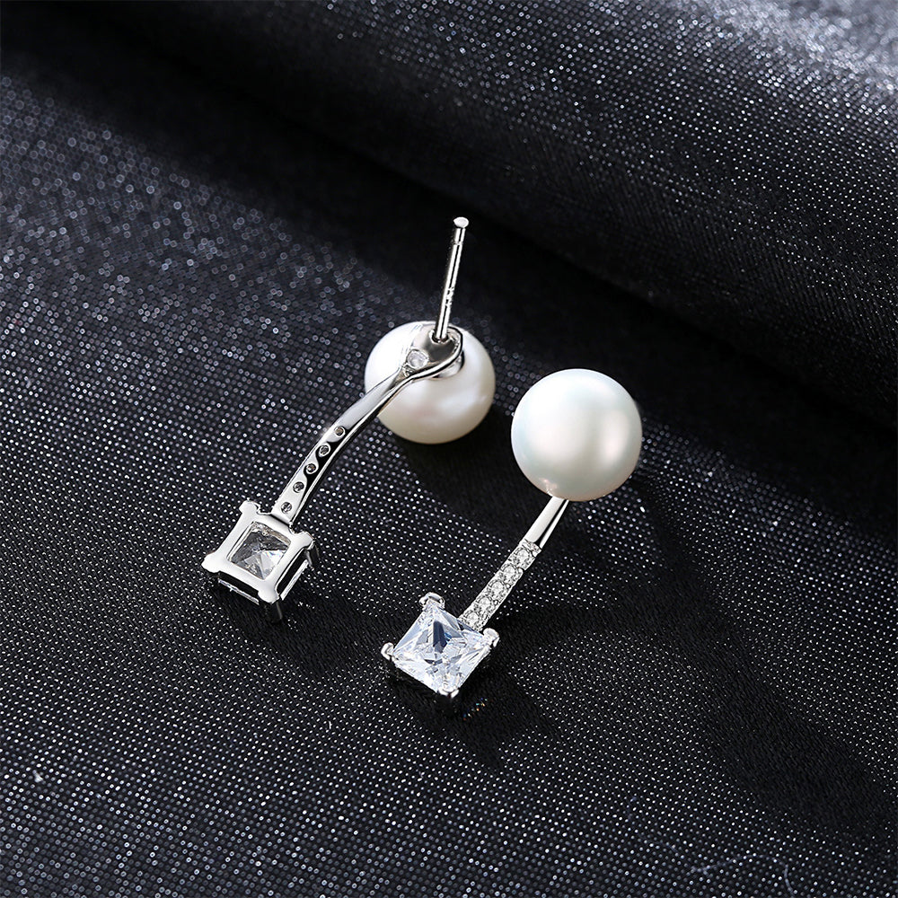925 Sterling Silver Natural Pearl Drop Earrings Fashion Jewelry Gift for Women Girls