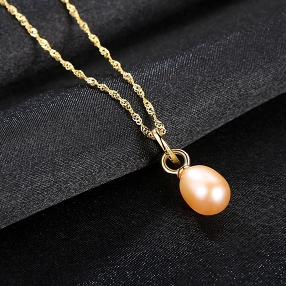 925 Sterling Silver Natural Pearl Drop Necklace Fashion Jewelry Gift for Women Girls