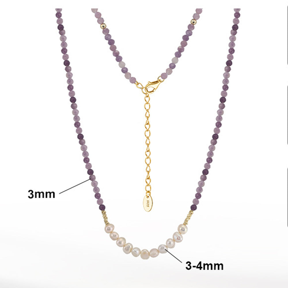 925 Sterling Silver Natural Pearl Necklace Fashion Jewelry Gift for Women Girls