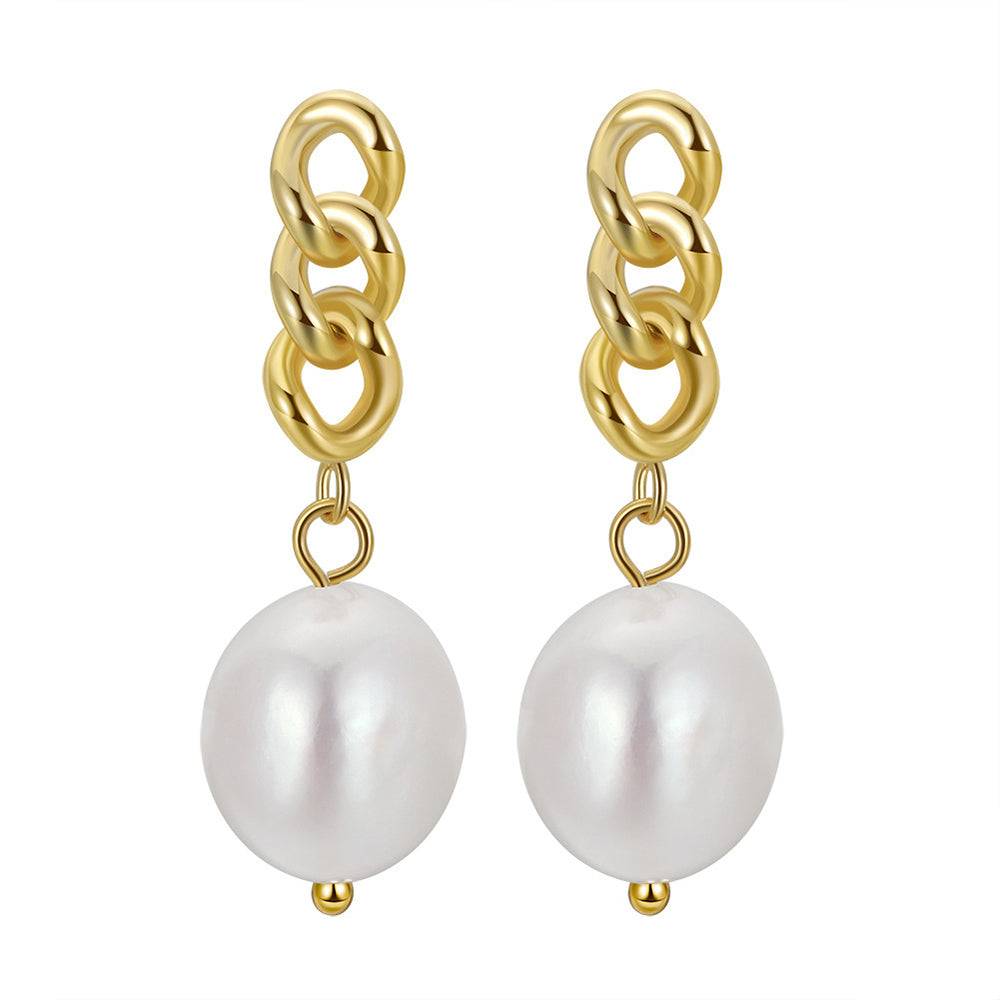 Pendientes de perlas naturales de plata de ley 925, joyería de moda, regalo para mujeres y niñas.