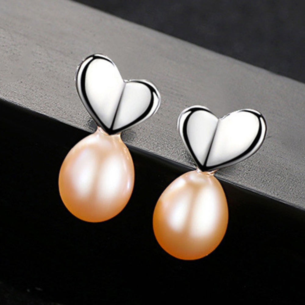 925 Sterling Silver Natural Pearl Drop Earrings Fashion Jewelry Gift for Women Girls
