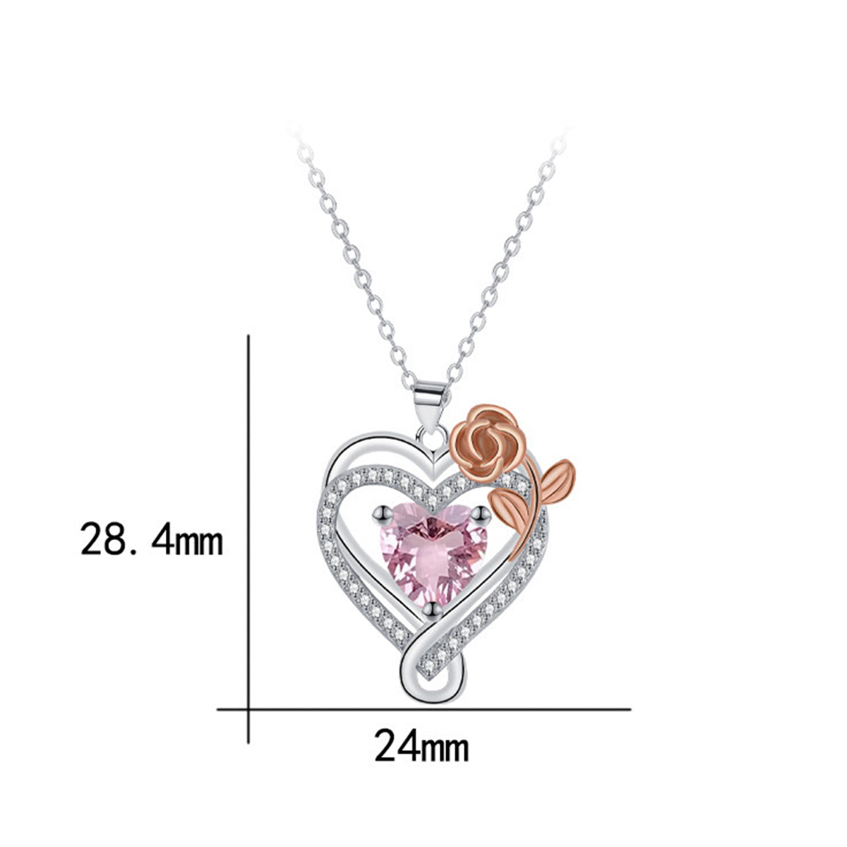Copper With Silver/Rosegold Plated Heart Pendant Necklace
