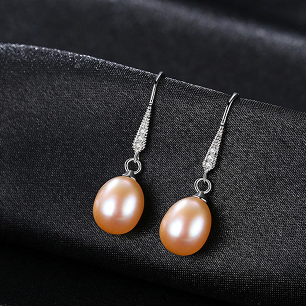 925 Sterling Silver Natural Pearl Drop Earrings Fashion Jewelry Gift for Women Girls