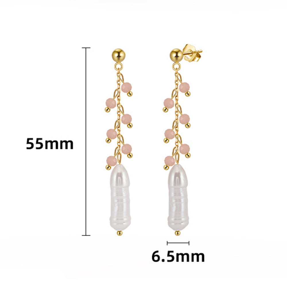 925 Sterling Silver Natural Pearl Earrings Fashion Jewelry Gift for Women Girl