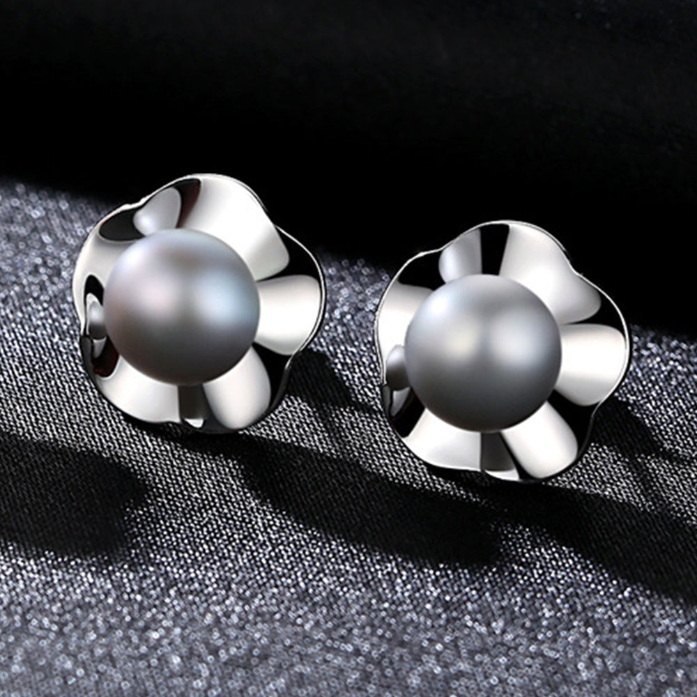 925 Sterling Silver Natural Pearl Stud Earrings Fashion Jewelry Gift for Women Girl