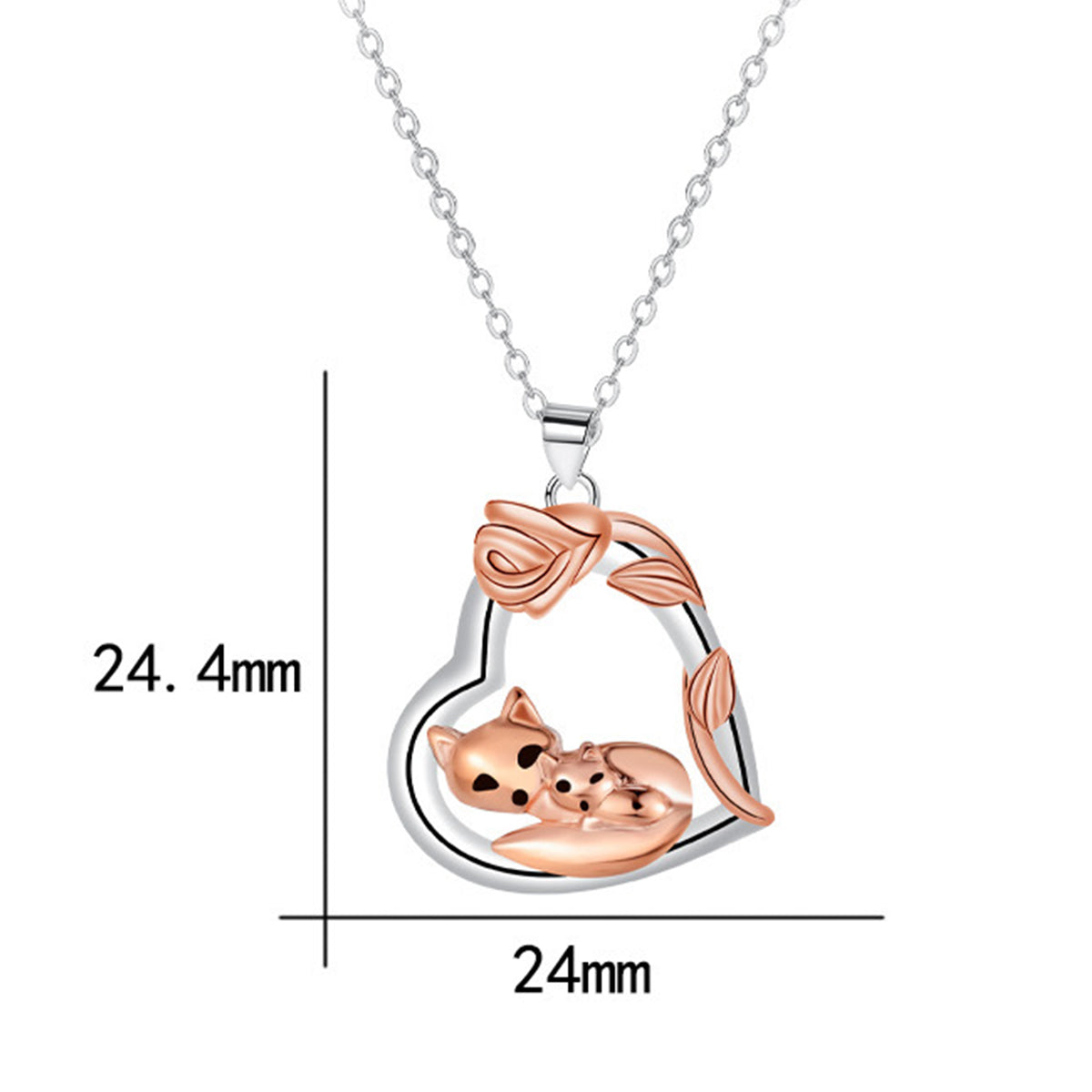 Copper With Silver/Rosegold Plated Heart Pendant Necklace
