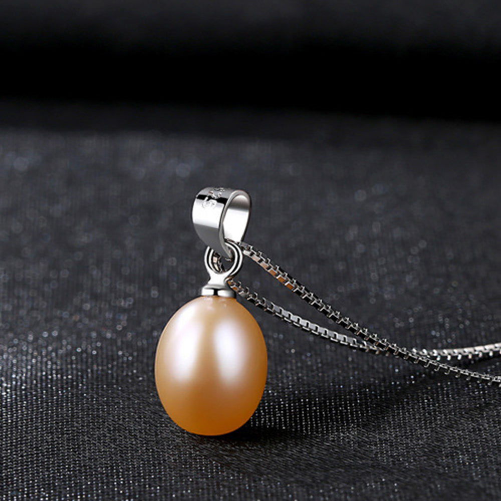 925 Sterling Silver Natural Pearl Drop Necklace Fashion Jewelry Gift for Women Girls