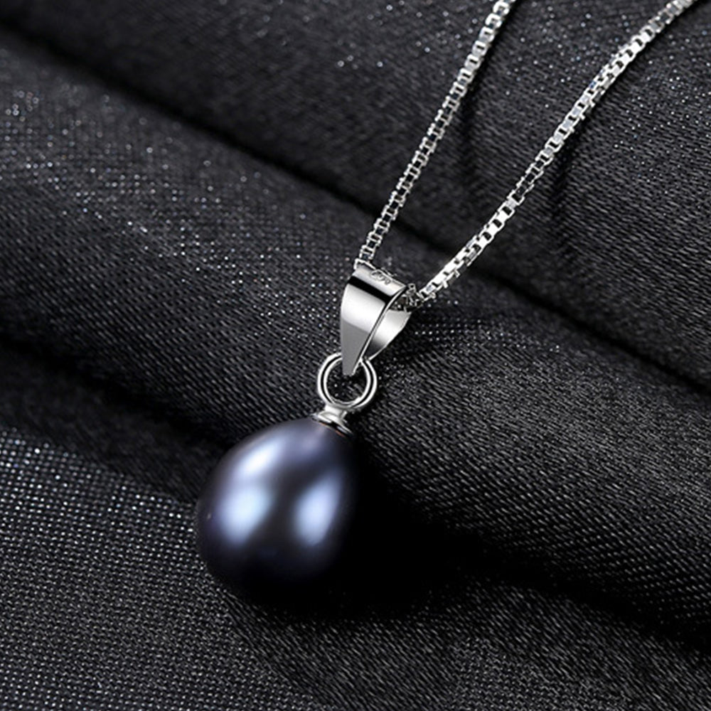 925 Sterling Silver Natural Pearl Drop Necklace Fashion Jewelry Gift for Women Girls