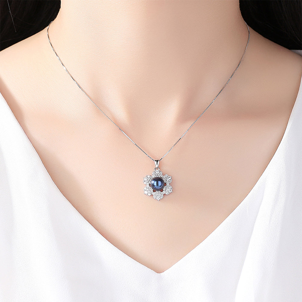 925 Sterling Silver Natural Pearl Drop Necklace Fashion Jewelry Gift for Women Girls