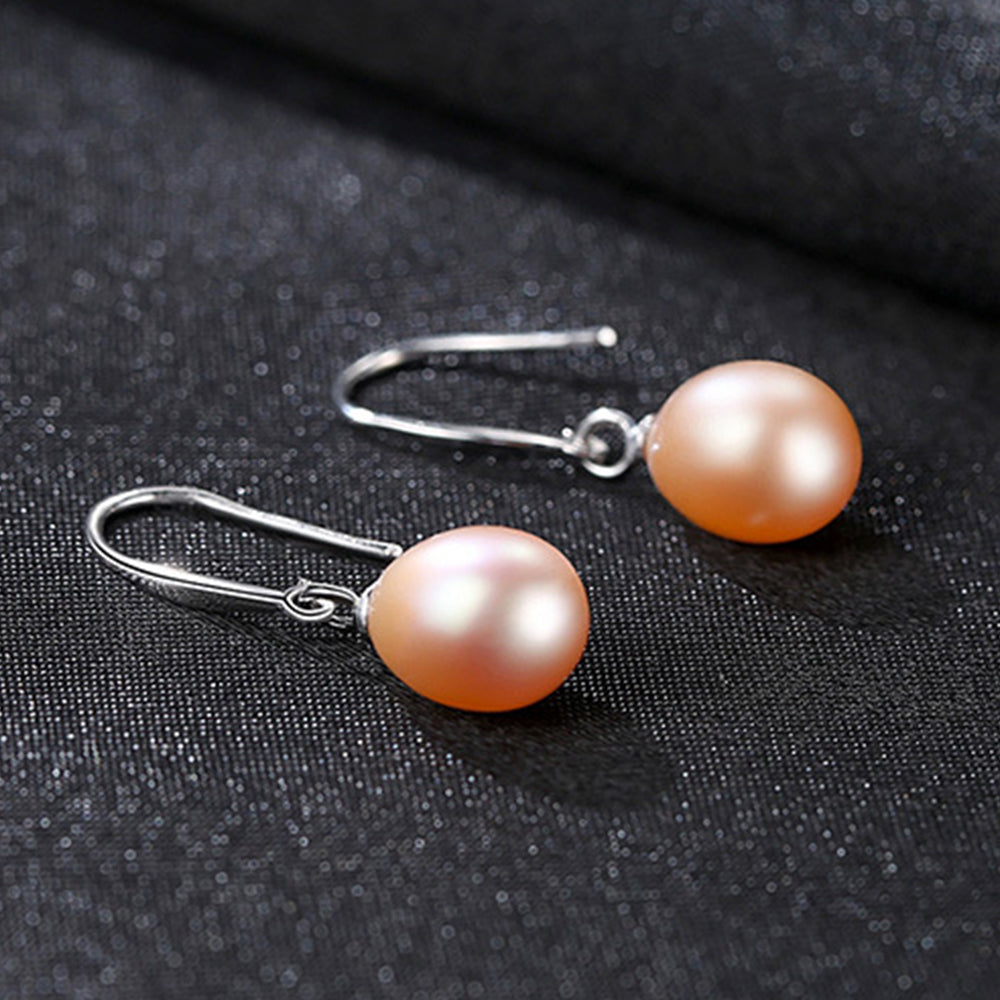 925 Sterling Silver Natural Pearl Drop Earrings Fashion Jewelry Gift for Women Girls