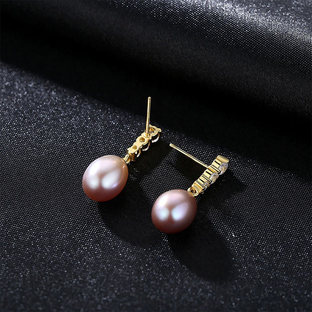 925 Sterling Silver Natural Pearl Drop Earrings Fashion Jewelry Gift for Women Girls