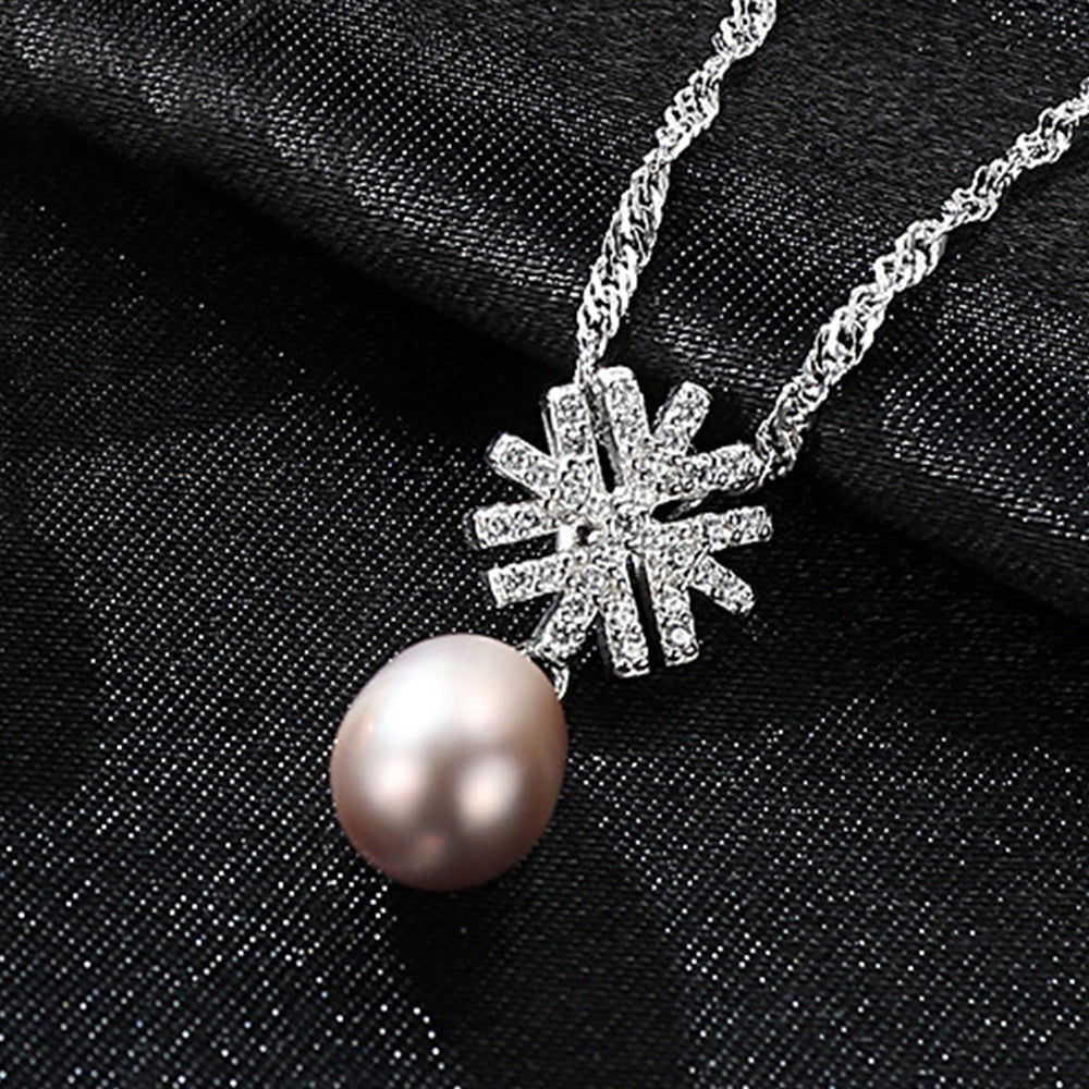 925 Sterling Silver Natural Pearl Drop Necklace Fashion Jewelry Gift for Women Girls