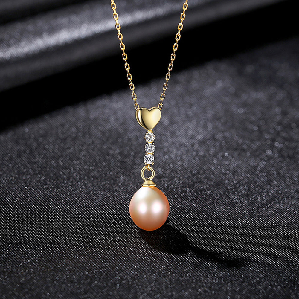 925 Sterling Silver Natural Pearl Drop Necklace Fashion Jewelry Gift for Women Girls