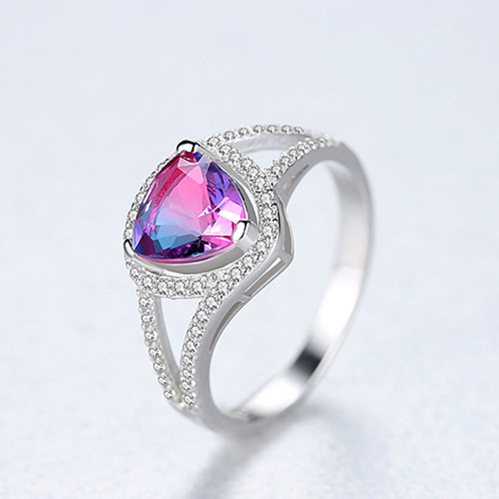 925 Sterling Silver Zircon Ring Fashion Jewelry Gift for Women Girls