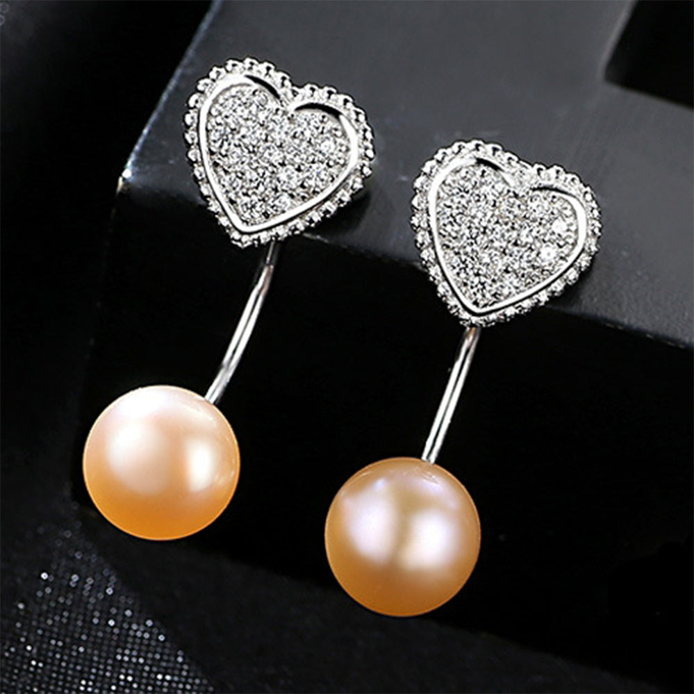 925 Sterling Silver Natural Pearl Long Drop Earrings Fashion Jewelry Gift for Women Girls