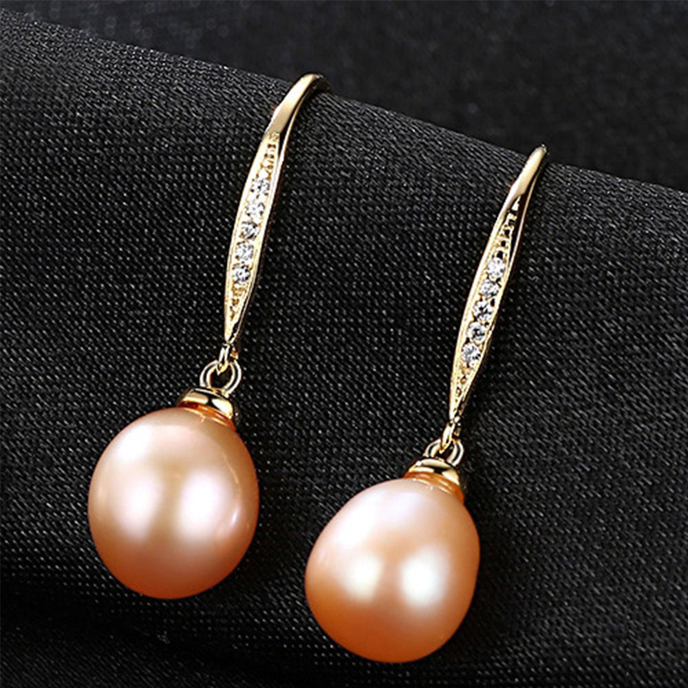 925 Sterling Silver Natural Pearl Drop Earrings Fashion Jewelry Gift for Women Girls