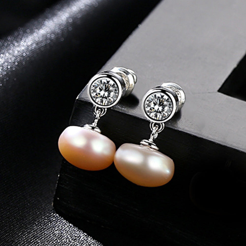 925 Sterling Silver Natural Pearl Drop Earrings Fashion Jewelry Gift for Women Girls