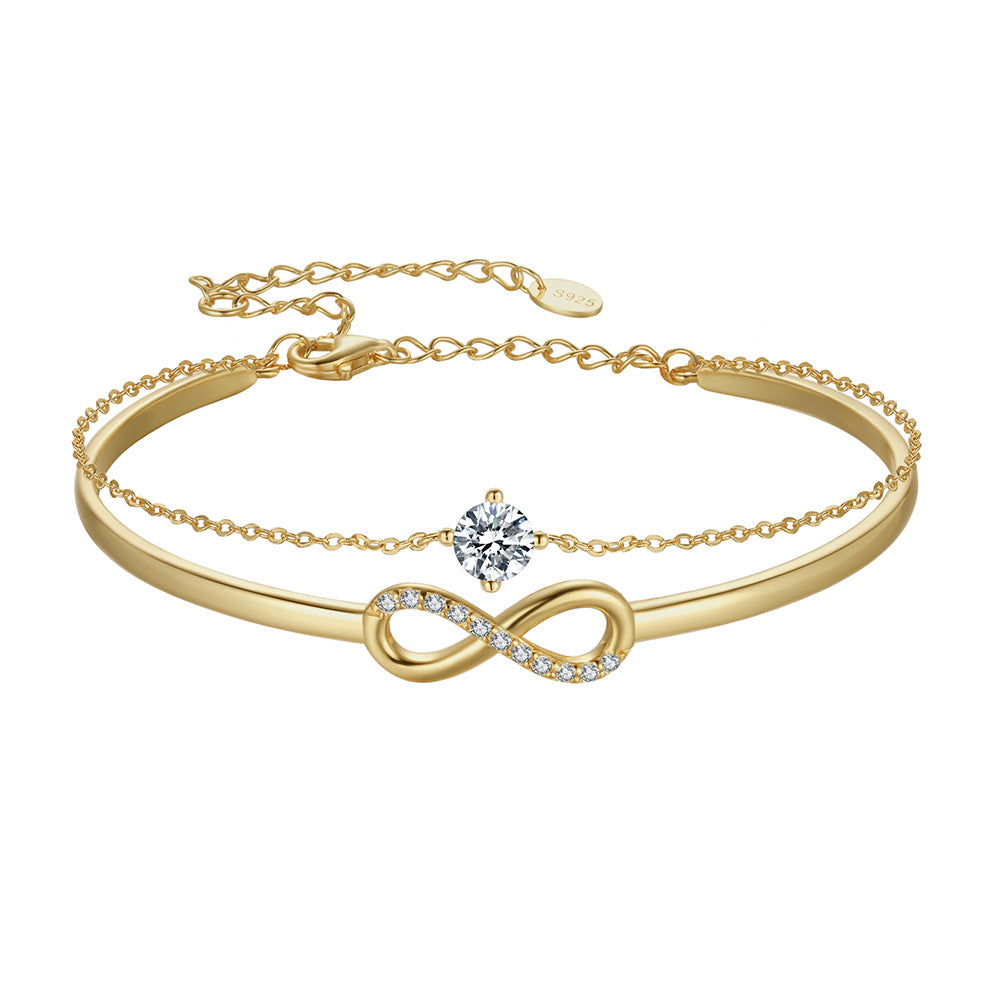 925 Sterling Silver Infinity Double Layers Bracelet