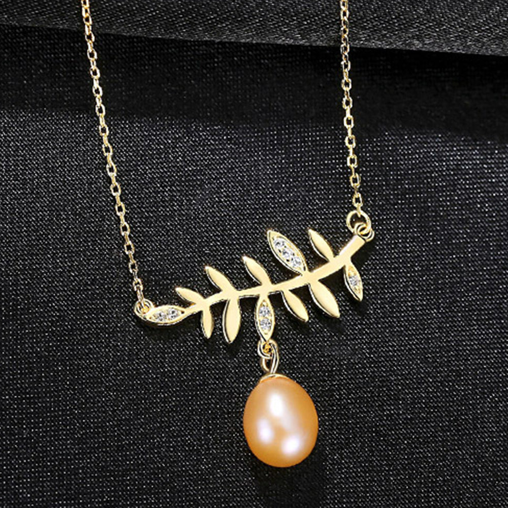 925 Sterling Silver Natural Pearl Drop Necklace Fashion Jewelry Gift for Women Girls