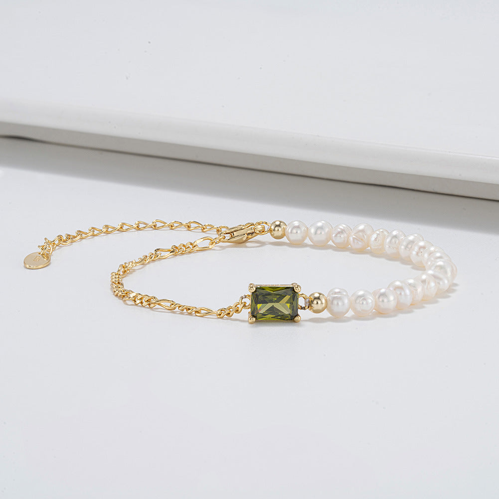 925 Sterling Silver Pearl Bracelet Fashion Jewelry Gift for Women Girls