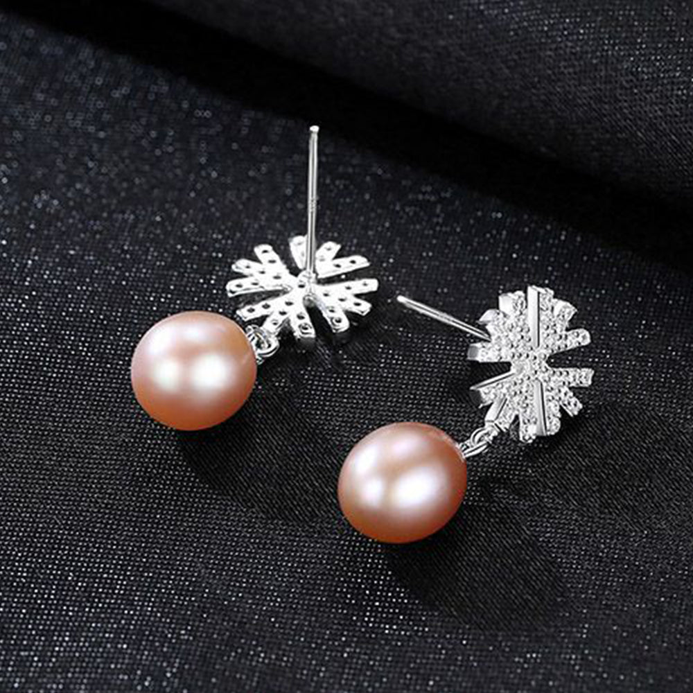 Pendientes colgantes de perla natural de plata de ley 925, joyería de moda, regalo para mujeres y niñas.