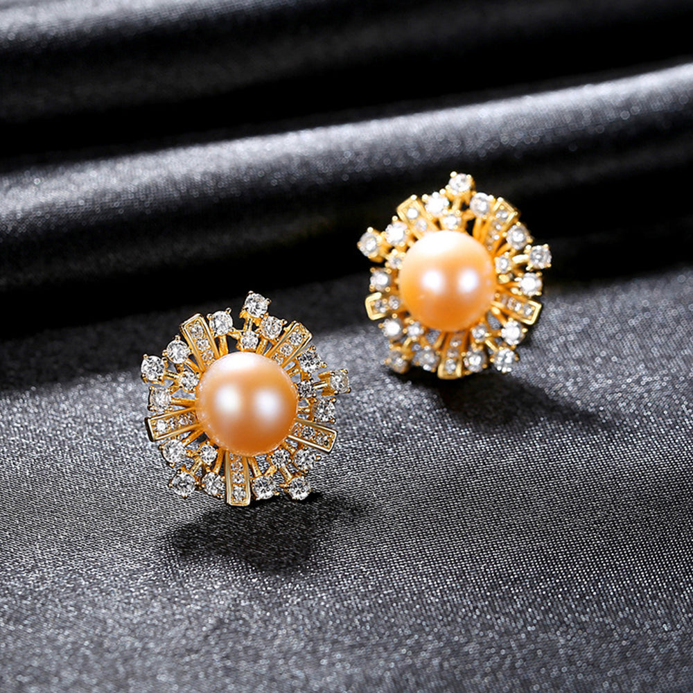 925 Sterling Silver Natural Pearl Stud Earrings Fashion Jewelry Gift for Women Girls