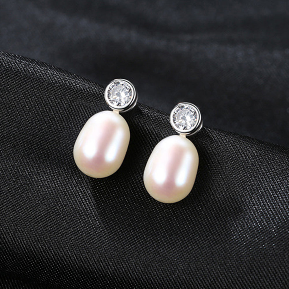 Pendientes colgantes de perla natural de plata de ley 925, joyería de moda, regalo para mujeres y niñas.