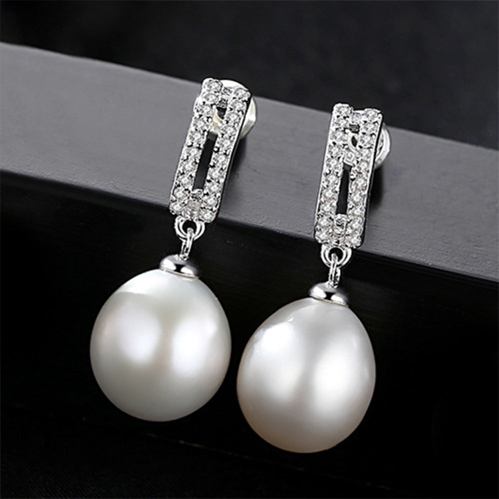 925 Sterling Silver Natural Pearl Drop Earrings Fashion Jewelry Gift for Women Girls