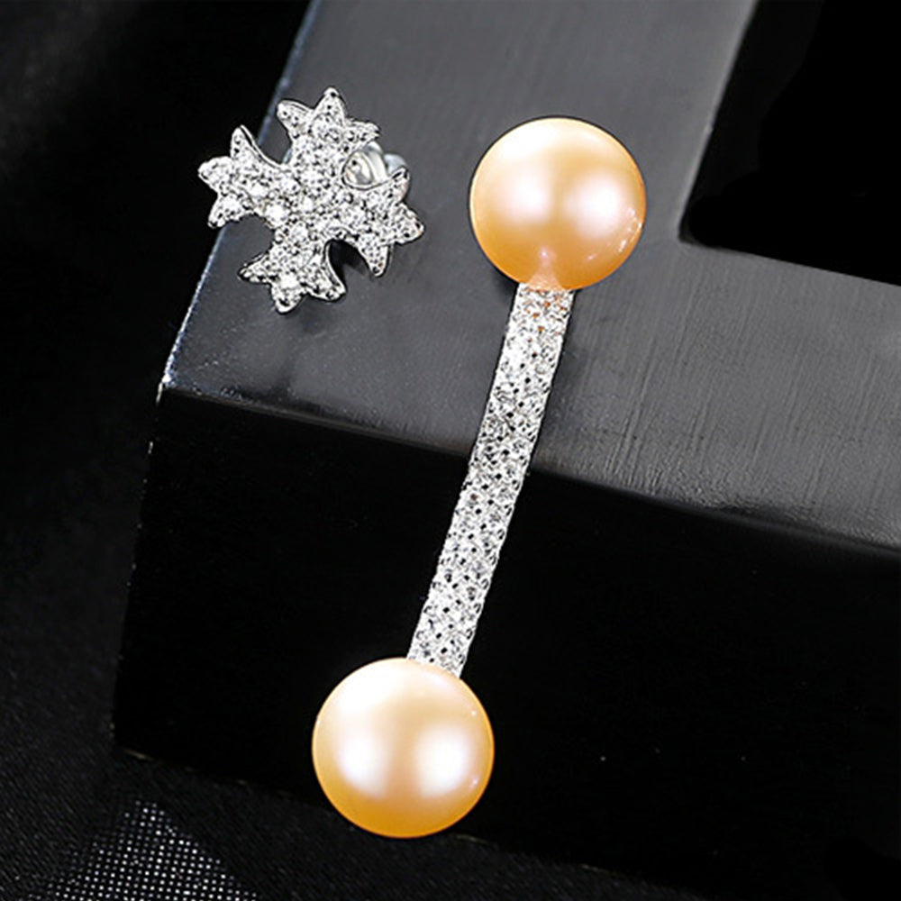 Pendientes colgantes de perla natural de plata de ley 925, joyería de moda, regalo para mujeres y niñas.