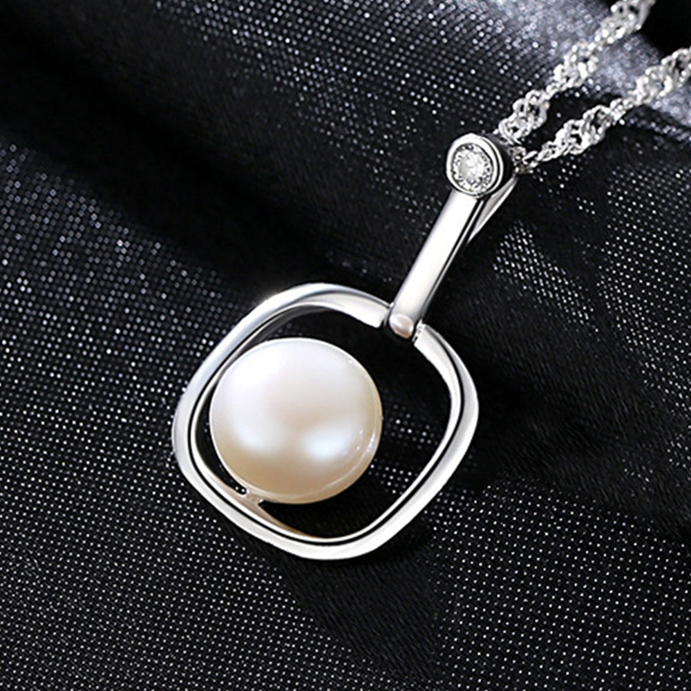 925 Sterling Silver Natural Pearl Drop Necklace Fashion Jewelry Gift for Women Girls