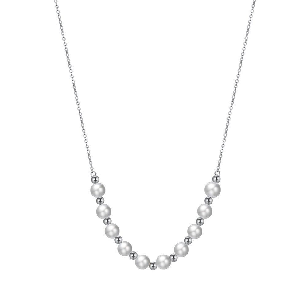 925 Sterling Silver Natural Pearl Necklace Fashion Jewelry Gift for Women Girls