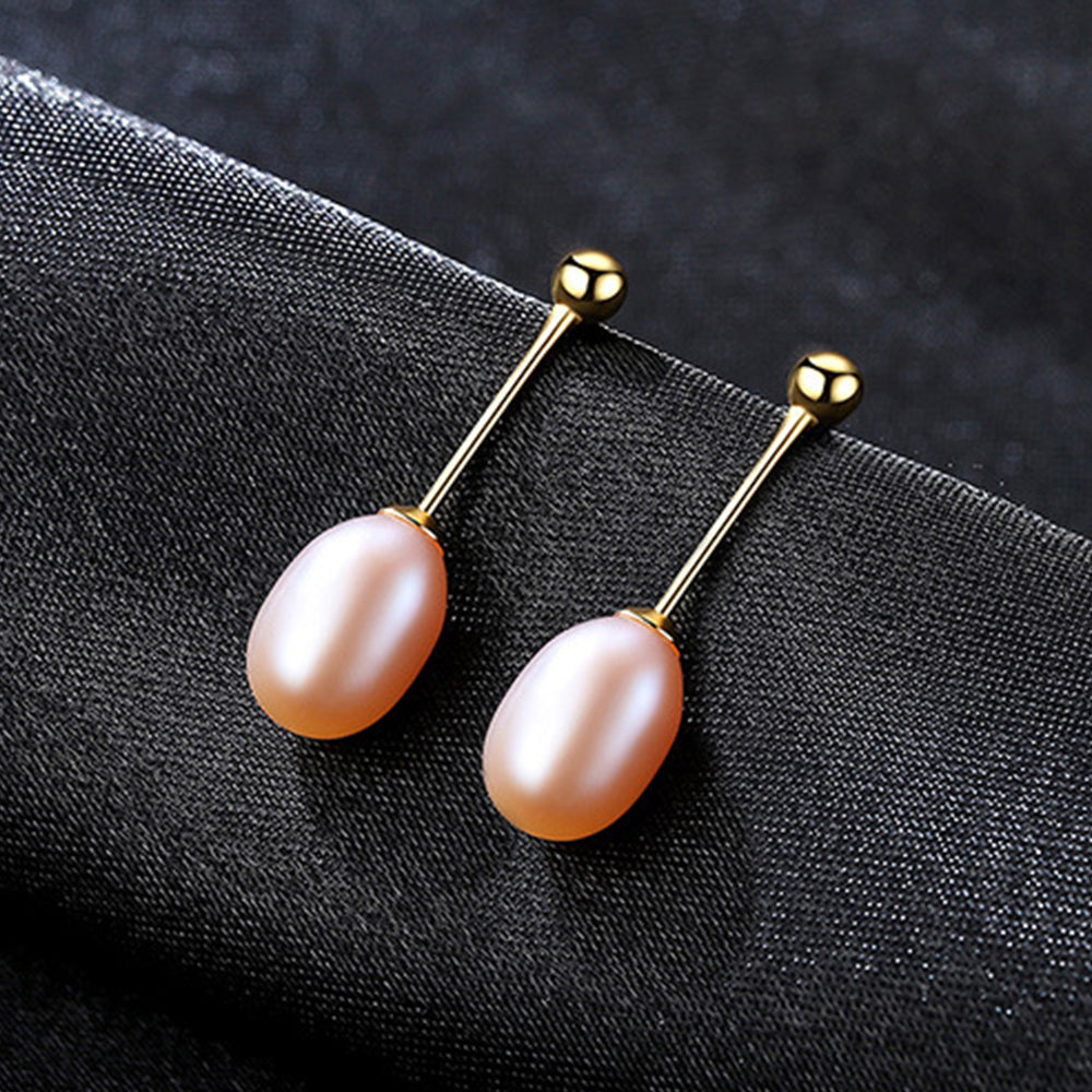 Pendientes colgantes de perla natural de plata de ley 925, joyería de moda, regalo para mujeres y niñas.