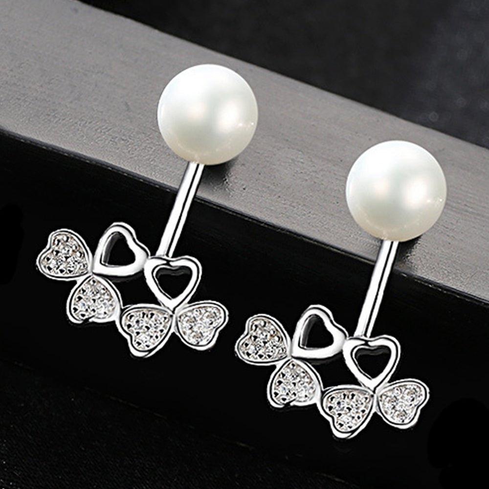 925 Sterling Silver Natural Pearl Drop Earrings Fashion Jewelry Gift for Women Girls