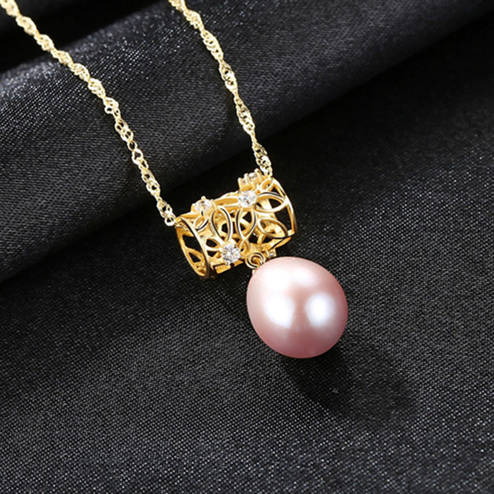 925 Sterling Silver Natural Pearl Drop Necklace Fashion Jewelry Gift for Women Girls