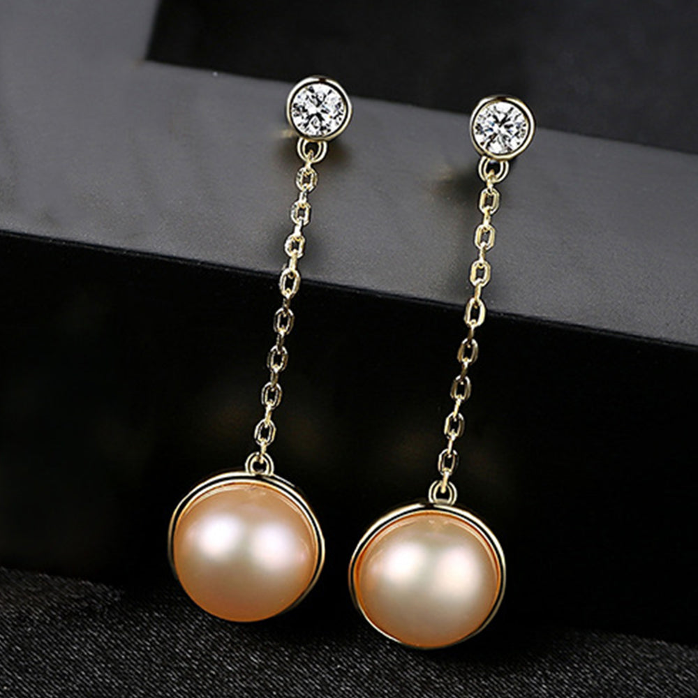 925 Sterling Silver Natural Pearl Drop Earrings Fashion Jewelry Gift for Women Girls