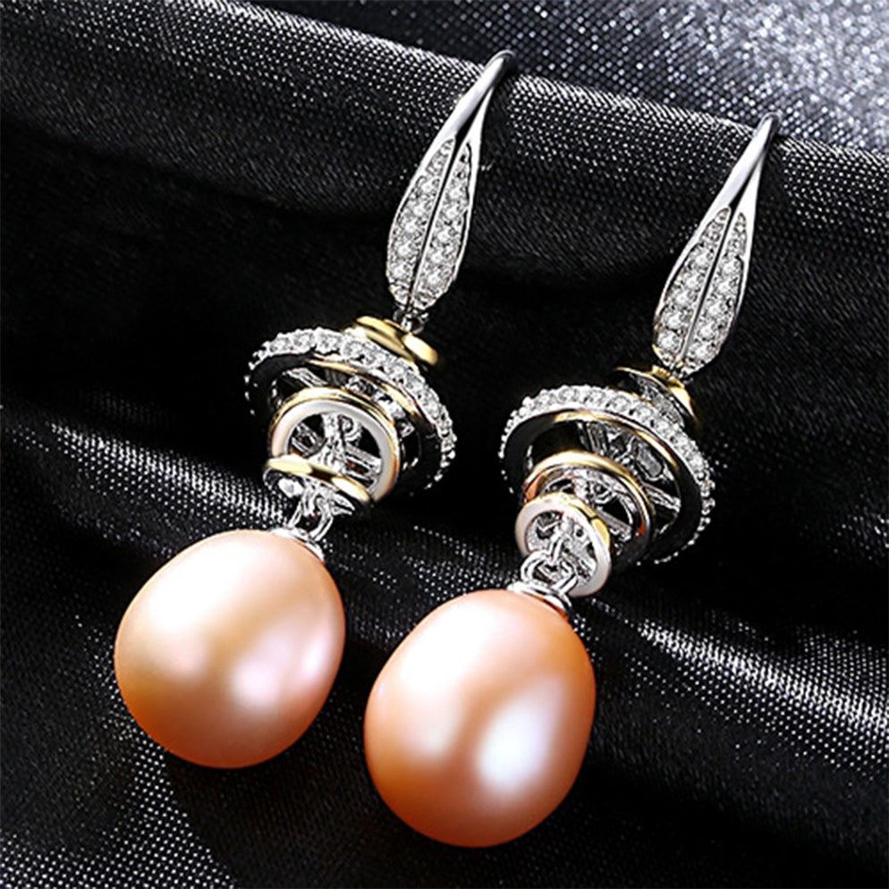 925 Sterling Silver Natural Pearl Drop Earrings Fashion Jewelry Gift for Women Girls