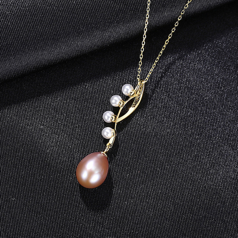 925 Sterling Silver Natural Pearl Drop Necklace Fashion Jewelry Gift for Women Girls