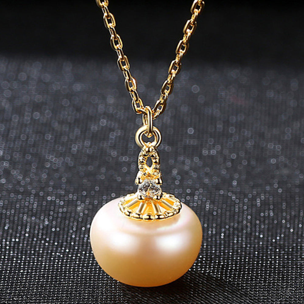925 Sterling Silver Natural Pearl Drop Necklace Fashion Jewelry Gift for Women Girls