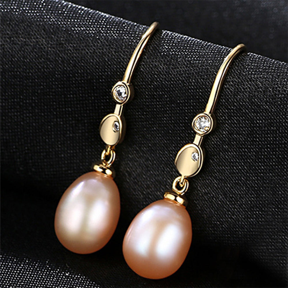 925 Sterling Silver Natural Pearl Drop Earrings Fashion Jewelry Gift for Women Girls