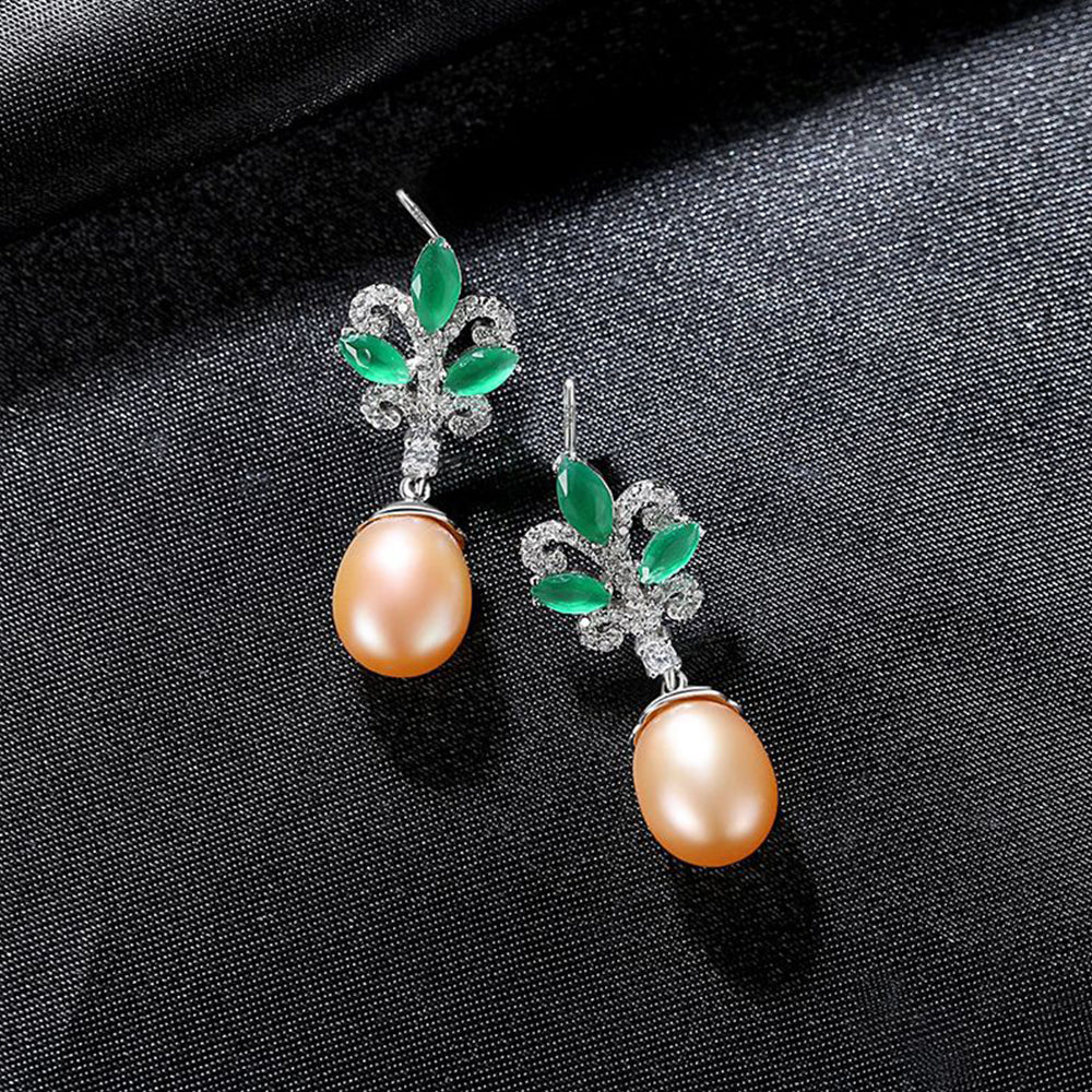 925 Sterling Silver Natural Pearl Drop Earrings Fashion Jewelry Gift for Women Girls