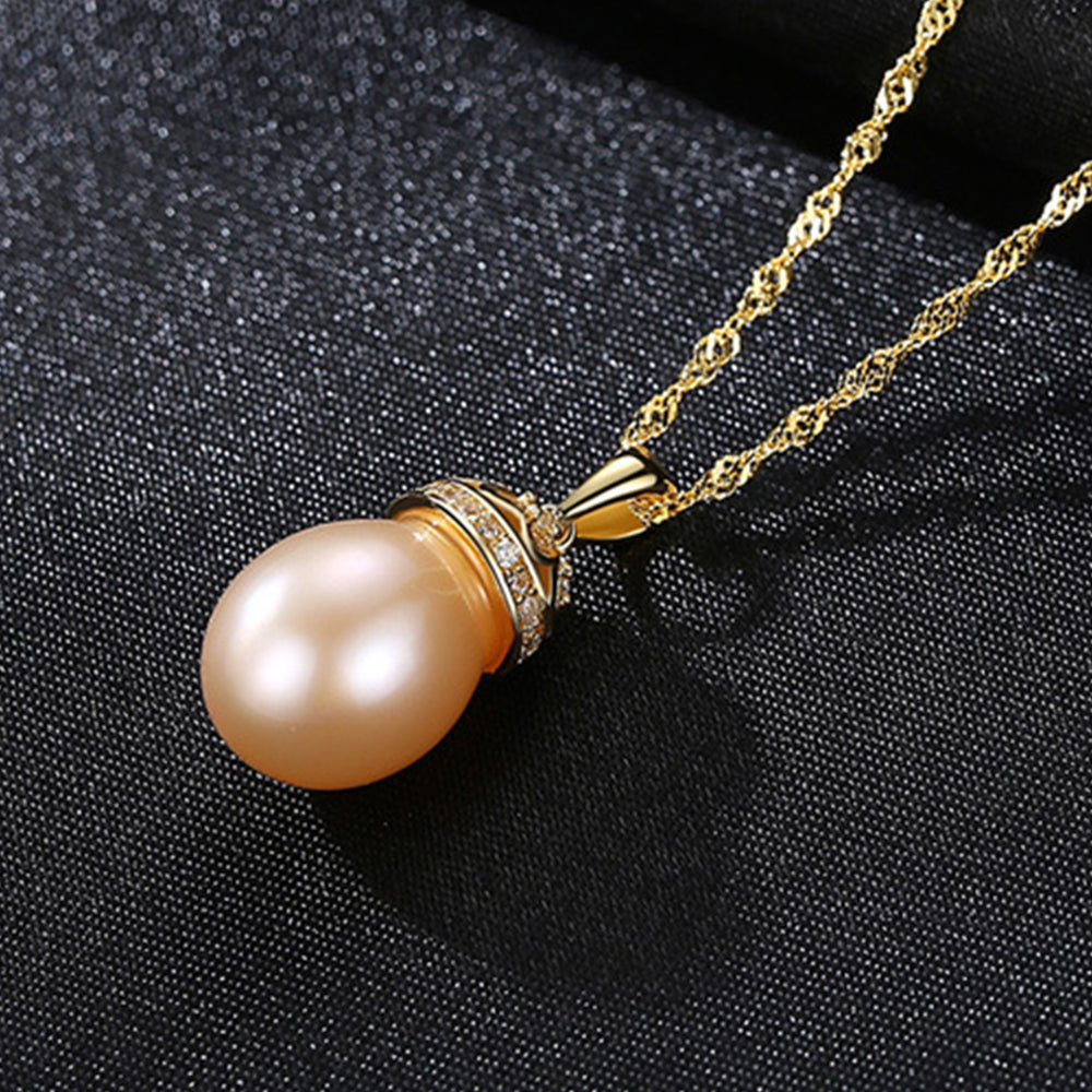 925 Sterling Silver Natural Pearl Drop Necklace Fashion Jewelry Gift for Women Girls